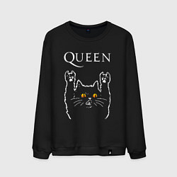 Свитшот хлопковый мужской Queen rock cat, цвет: черный