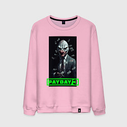 Свитшот хлопковый мужской Payday 3 mask, цвет: светло-розовый