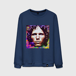 Свитшот хлопковый мужской Jim Morrison Glitch 25 Digital Art, цвет: тёмно-синий