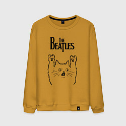 Свитшот хлопковый мужской The Beatles - rock cat, цвет: горчичный