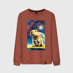 Свитшот хлопковый мужской Capybara brave astronaut - neural network, цвет: кирпичный