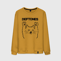 Свитшот хлопковый мужской Deftones - rock cat, цвет: горчичный