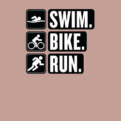 Свитшот хлопковый мужской Swim bike run, цвет: пыльно-розовый — фото 2