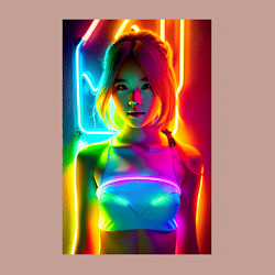 Свитшот хлопковый мужской Japanese girl - neon glow - neural network, цвет: пыльно-розовый — фото 2