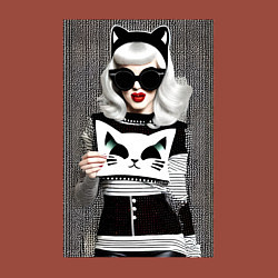 Свитшот хлопковый мужской Девушка-кошка - поп-арт - нейросеть, цвет: кирпичный — фото 2