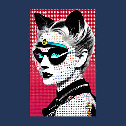 Свитшот хлопковый мужской Cat girl in a mask - neural network - pop art, цвет: тёмно-синий — фото 2