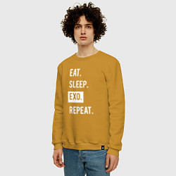 Свитшот хлопковый мужской Eat Sleep EXO Repeat, цвет: горчичный — фото 2