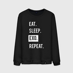Свитшот хлопковый мужской Eat Sleep EXO Repeat, цвет: черный