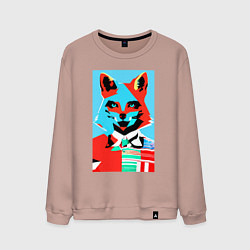 Свитшот хлопковый мужской Морда лисы - поп-арт - нейросеть, цвет: пыльно-розовый