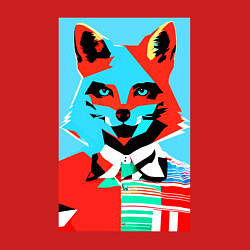 Свитшот хлопковый мужской Морда лисы - поп-арт - нейросеть, цвет: красный — фото 2