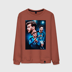 Свитшот хлопковый мужской Хвича Кварацхелия Наполи, цвет: кирпичный