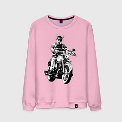 Свитшот хлопковый мужской Biker horns, цвет: светло-розовый