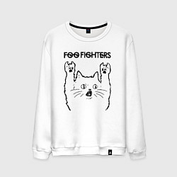 Свитшот хлопковый мужской Foo Fighters - rock cat, цвет: белый