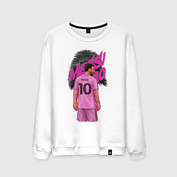 Свитшот хлопковый мужской Лионель Месси Интер Майами 10, цвет: белый
