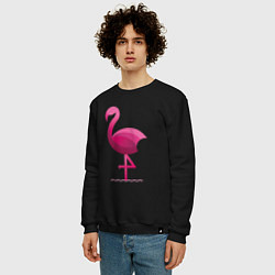 Свитшот хлопковый мужской Фламинго минималистичный, цвет: черный — фото 2