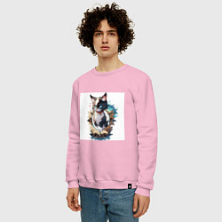 Свитшот хлопковый мужской Кот мими, цвет: светло-розовый — фото 2