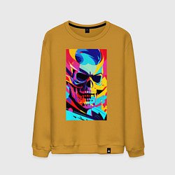 Свитшот хлопковый мужской Cool skull - pop art, цвет: горчичный