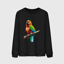 Свитшот хлопковый мужской Попугай какаду, цвет: черный