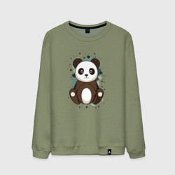 Свитшот хлопковый мужской Странная панда, цвет: авокадо