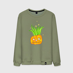 Свитшот хлопковый мужской Мечтающая тыква: для вечеринки на Хэллоуин, цвет: авокадо