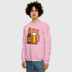 Свитшот хлопковый мужской Light beer, цвет: светло-розовый — фото 2