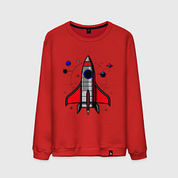 Свитшот хлопковый мужской Ракета на взлете, цвет: красный