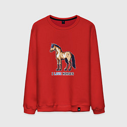 Свитшот хлопковый мужской Пиксель лошадка, цвет: красный
