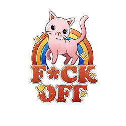 Свитшот хлопковый мужской F*ck off cat retro, цвет: белый — фото 2