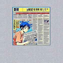 Свитшот хлопковый мужской Газета в стиле аниме, цвет: меланж — фото 2