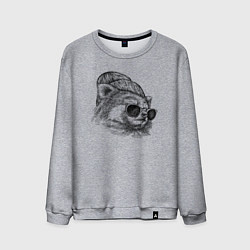 Свитшот хлопковый мужской Красная панда в шапке, цвет: меланж