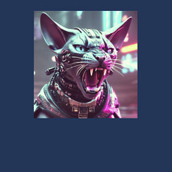 Свитшот хлопковый мужской Киберкот в стиле киберпанк, цвет: тёмно-синий — фото 2