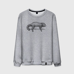 Свитшот хлопковый мужской Красная панда лежит, цвет: меланж