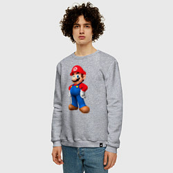 Свитшот хлопковый мужской Марио стоит, цвет: меланж — фото 2