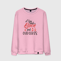 Свитшот хлопковый мужской Всё, что тебе нужно - это любовь, цвет: светло-розовый