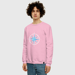 Свитшот хлопковый мужской Роза ветров компас, цвет: светло-розовый — фото 2