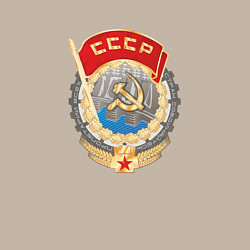 Свитшот хлопковый мужской Ссср лого символика советов, цвет: миндальный — фото 2