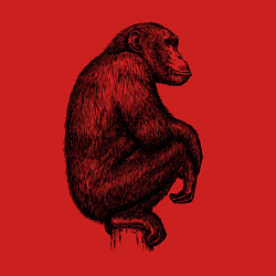 Свитшот хлопковый мужской Шимпанзе на дереве, цвет: красный — фото 2