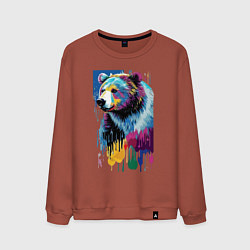Свитшот хлопковый мужской Color bear - painting - neural network, цвет: кирпичный