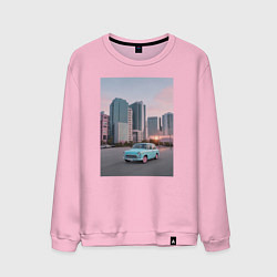 Мужской свитшот Ретро авто с розовыми колесами