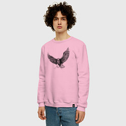 Свитшот хлопковый мужской Орёл машет крыльями, цвет: светло-розовый — фото 2