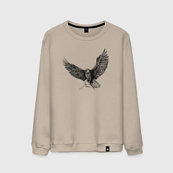 Свитшот хлопковый мужской Орёл машет крыльями, цвет: миндальный