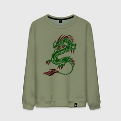 Свитшот хлопковый мужской Символ года - зелёный дракон, цвет: авокадо