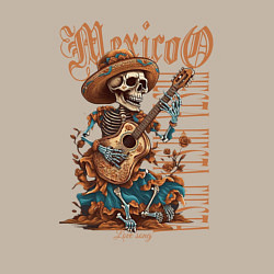 Свитшот хлопковый мужской Мексика фиеста и скелет с гитарой, цвет: миндальный — фото 2