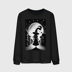 Свитшот хлопковый мужской Halloween - маленькая ведьма, цвет: черный