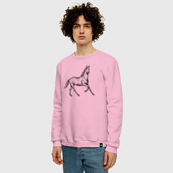 Свитшот хлопковый мужской Лошадь скачет в профиль, цвет: светло-розовый — фото 2