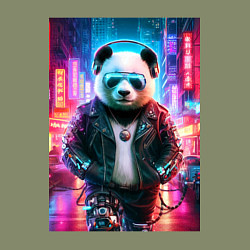 Свитшот хлопковый мужской Панда в ночном Пекине - киберпанк - нейросеть, цвет: авокадо — фото 2