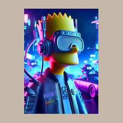 Свитшот хлопковый мужской Cyber Bart - ai art - neon, цвет: миндальный — фото 2