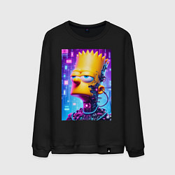 Свитшот хлопковый мужской Cyber Bart Simpson - ai art, цвет: черный