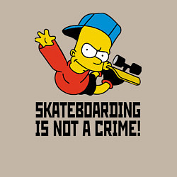 Свитшот хлопковый мужской Барт Симпсон скейтбордист, цвет: миндальный — фото 2