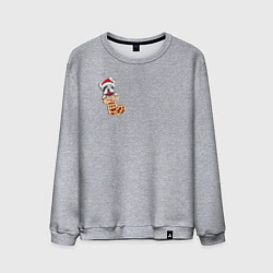 Свитшот хлопковый мужской Французский бульдог в новогоднем носке, цвет: меланж